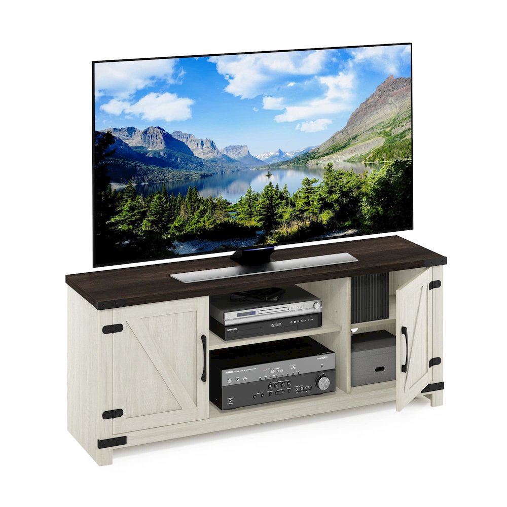 Furinno Jensen Farmhouse TV Cabinet with Barn Door for TV up to 70 Inch