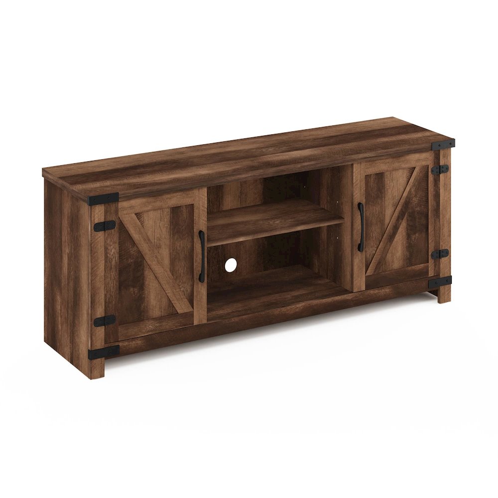 Furinno Jensen Farmhouse TV Cabinet with Barn Door for TV up to 70 Inch