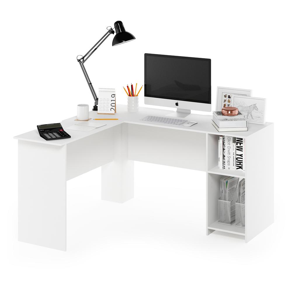 Furinno Indo L-Shaped Desk with Bookshelves