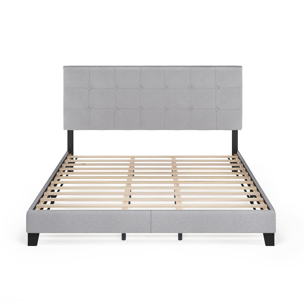 California King Bed Frame with Button Tufted Upholstered Headboard