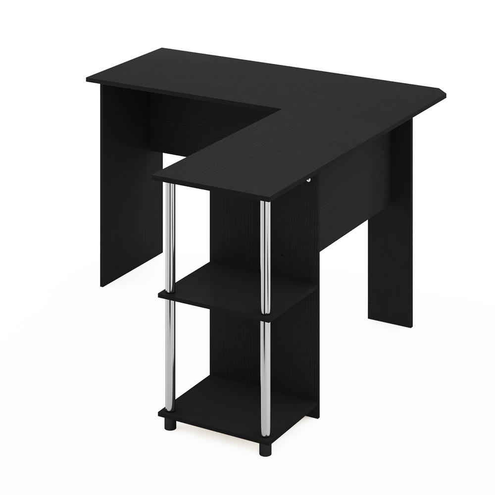 Furinno L-Shape Desk with Stainless Steel Tubes