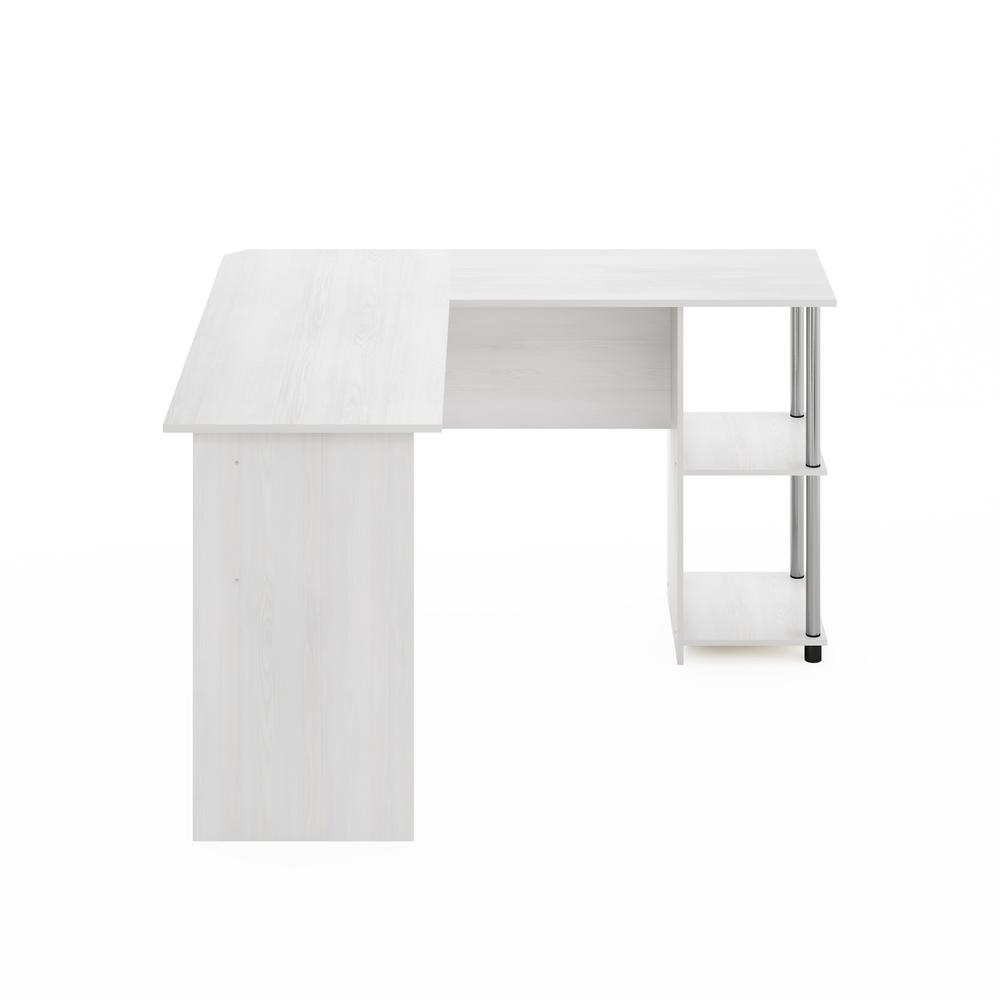 Furinno L-Shape Desk with Stainless Steel Tubes