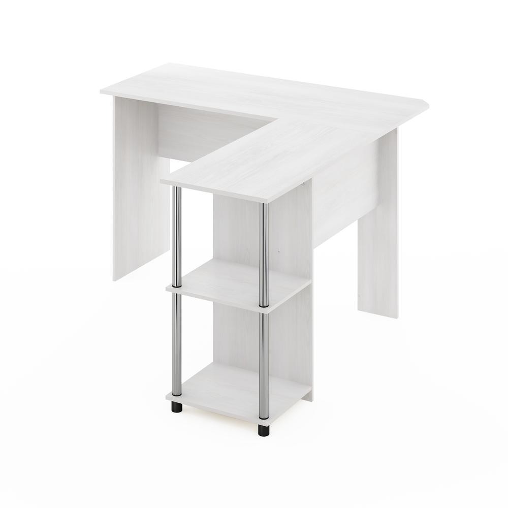 Furinno L-Shape Desk with Stainless Steel Tubes