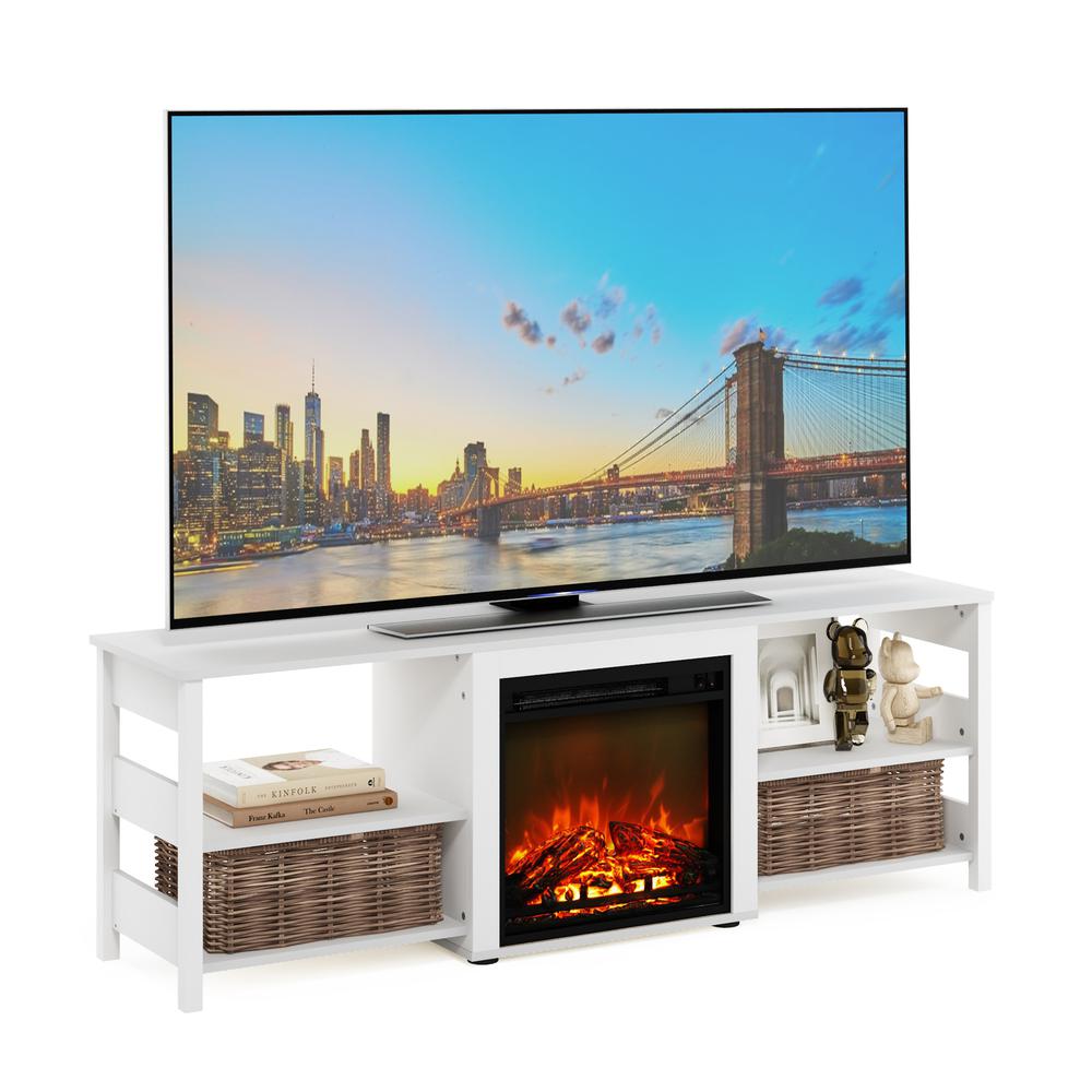 Furinno Classic 70 Inch TV Stand with Fireplace