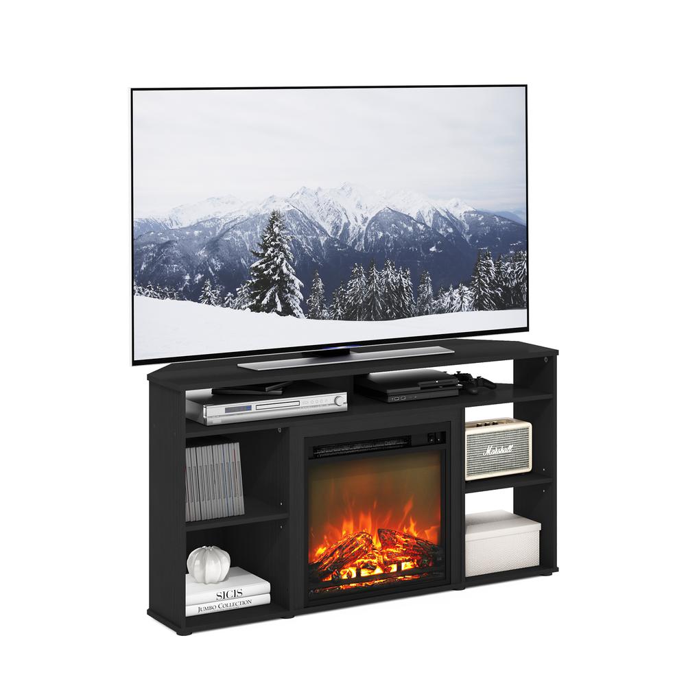 Furinno Jensen Corner TV Stand with Fireplace for TV up to 55 Inches
