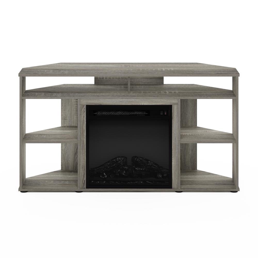 Furinno Jensen Corner TV Stand with Fireplace for TV up to 55 Inches