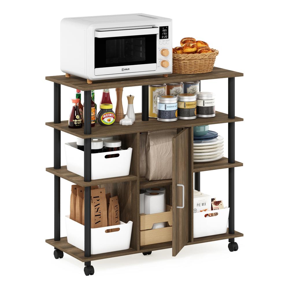 Furinno Helena 4-Tier Utility Kitchen Island and Storage Cart on wheels