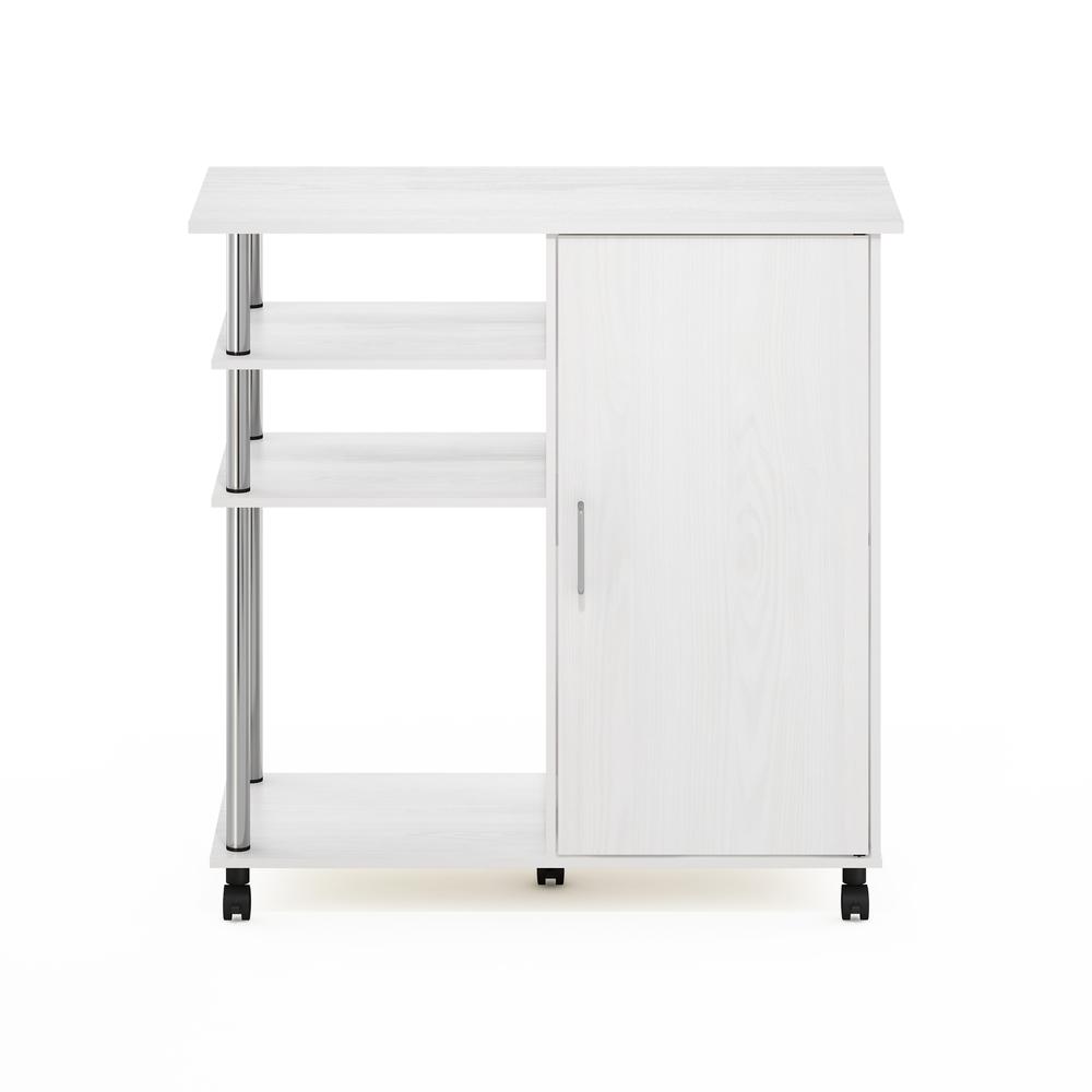 Furinno Helena 4-Tier Utility Kitchen Island and Storage Cart on wheels with Stainless Steel Tubes