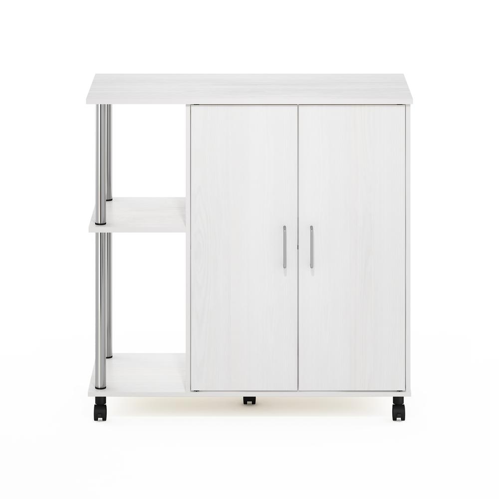 Furinno Helena 3-Tier Utility Kitchen Island and Storage Cart on wheels with Stainless Steel Tubes