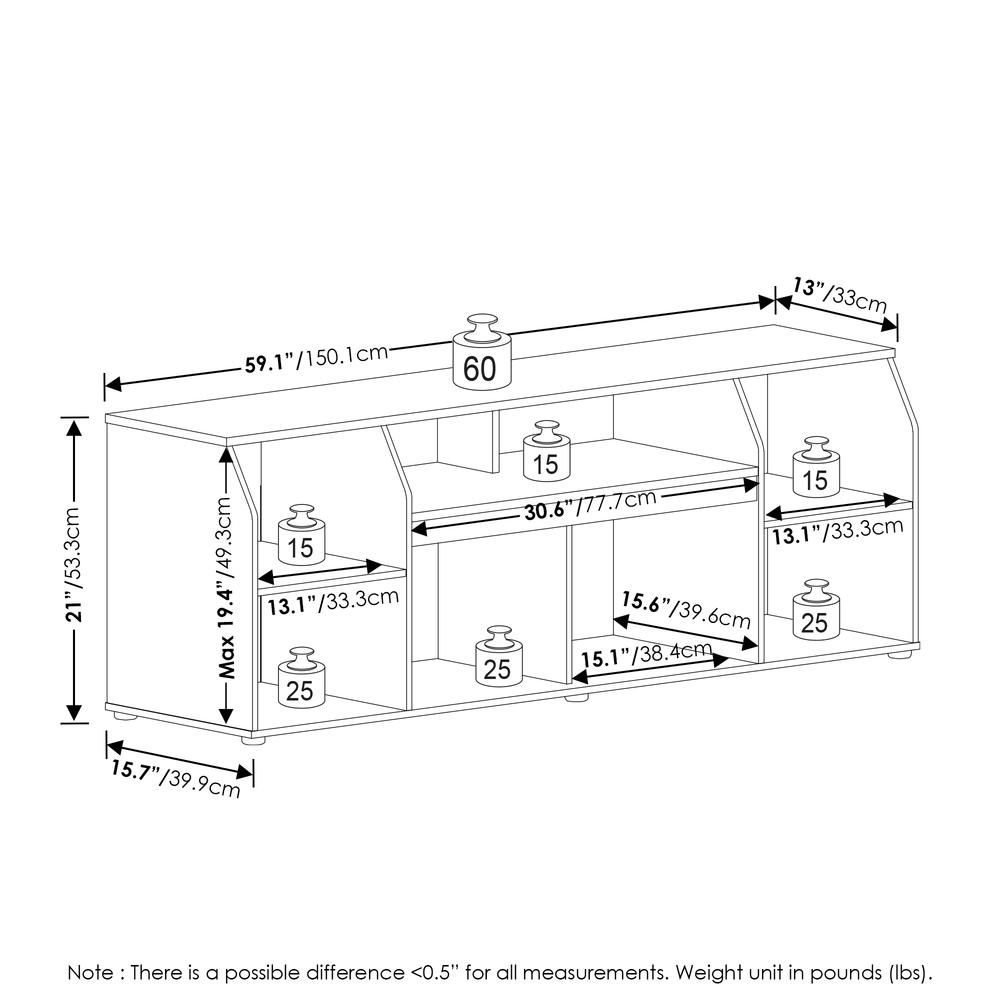 Furinno JAYA Large Media Console Table with LED For TV up to 65-Inch