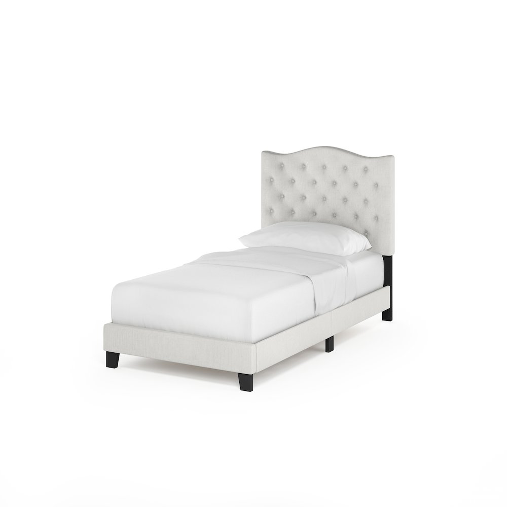 Twin Bed Frame with Button Tufted Upholstered Headboard