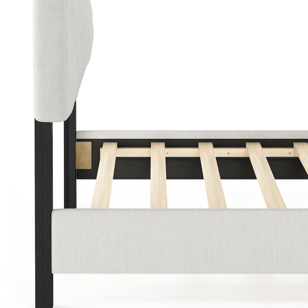 Twin Bed Frame with Button Tufted Upholstered Headboard