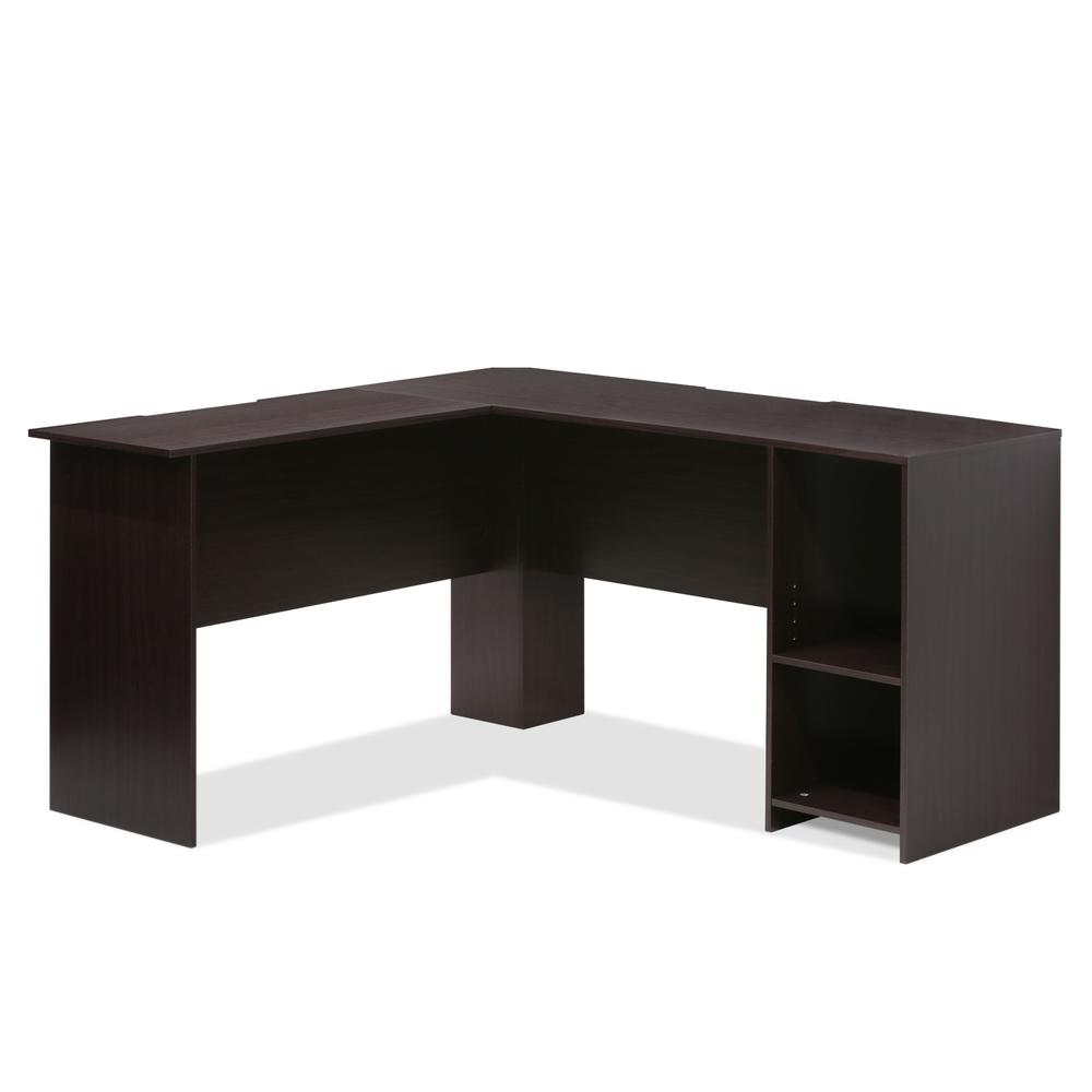 Furinno Indo L-Shaped Desk with Bookshelves