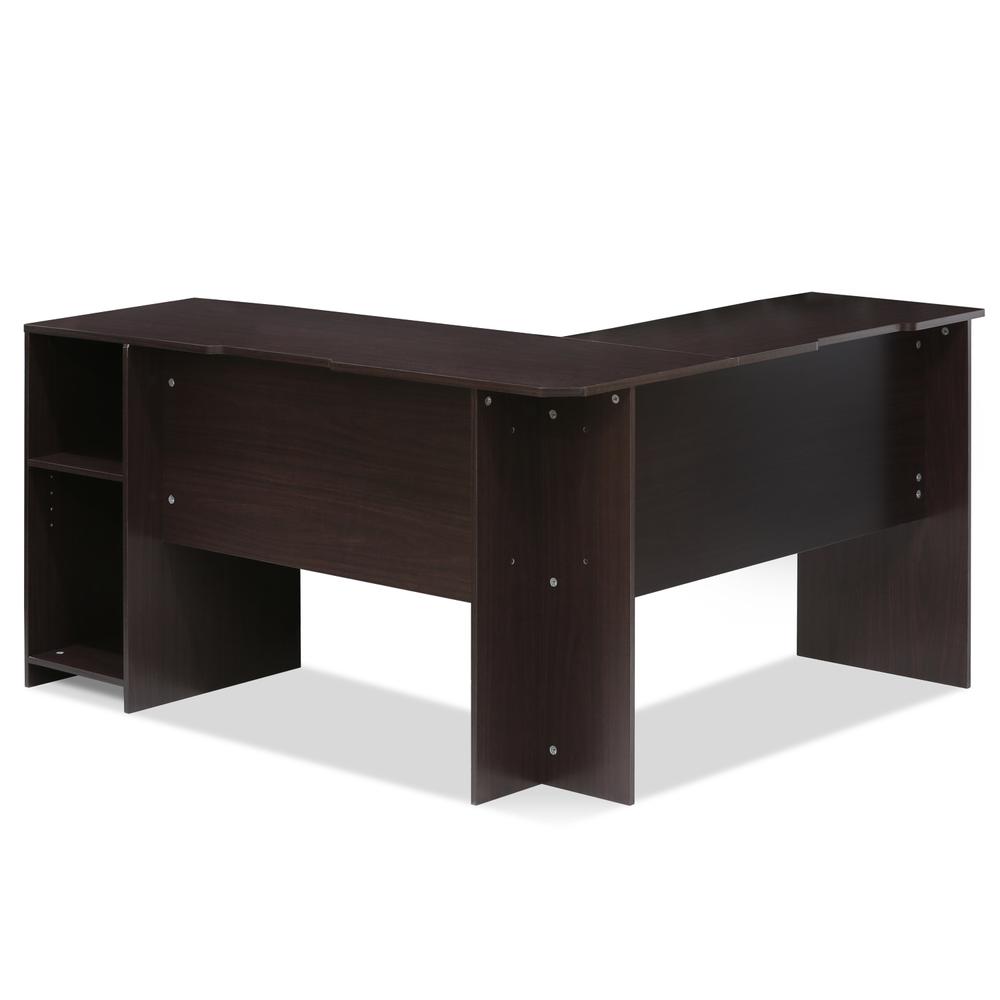 Furinno Indo L-Shaped Desk with Bookshelves