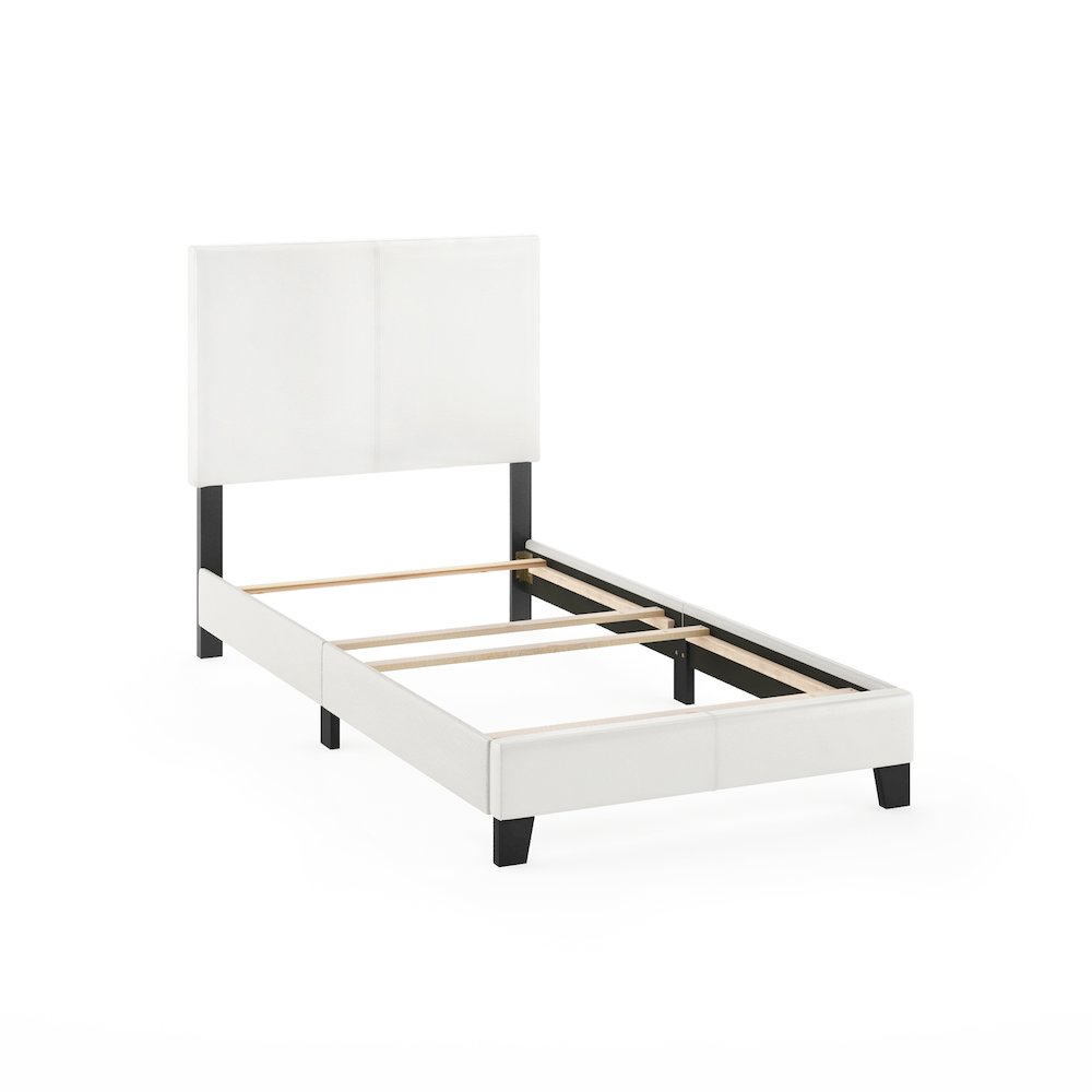 PESSAC Twin Bed Frame with PU Leather Upholstered Headboard