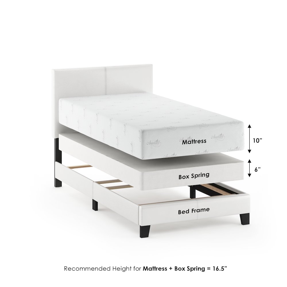 PESSAC Twin Bed Frame with PU Leather Upholstered Headboard