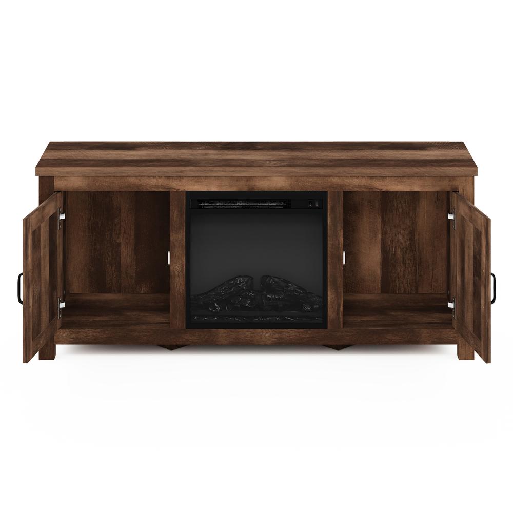 Furinno Jensen Farmhouse Barn Door Fireplace TV Stand with Storage Cabinet for TV up to 60 Inch