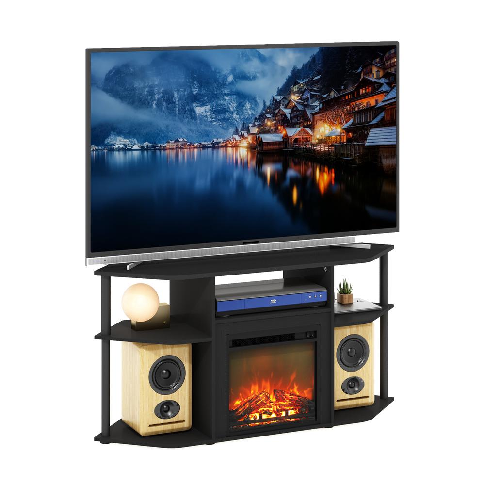 Open Storage Corner Fireplace TV Entertainment Center for TV up to 55 Inch