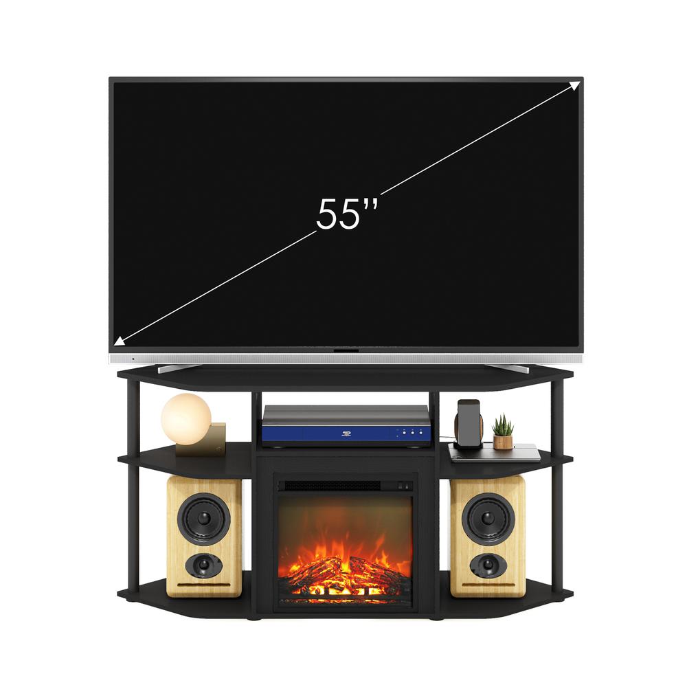 Open Storage Corner Fireplace TV Entertainment Center for TV up to 55 Inch