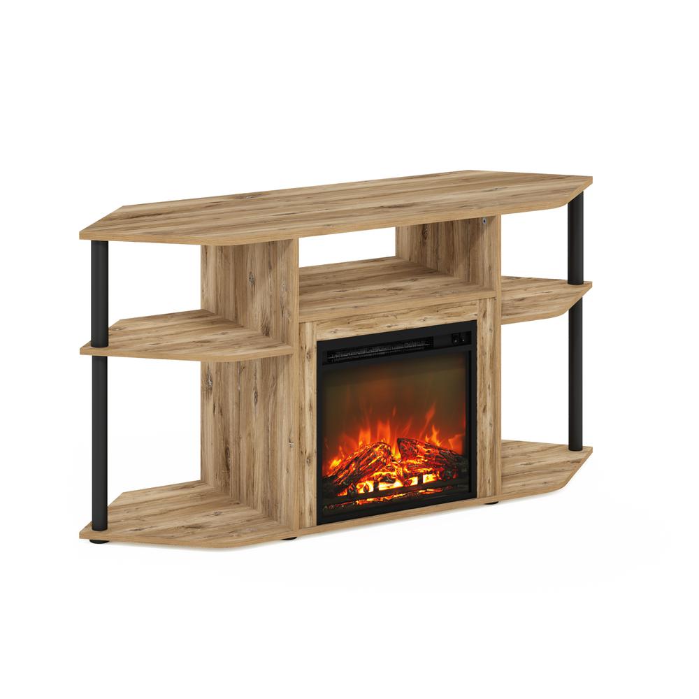 Open Storage Corner Fireplace TV Entertainment Center for TV up to 55 Inch