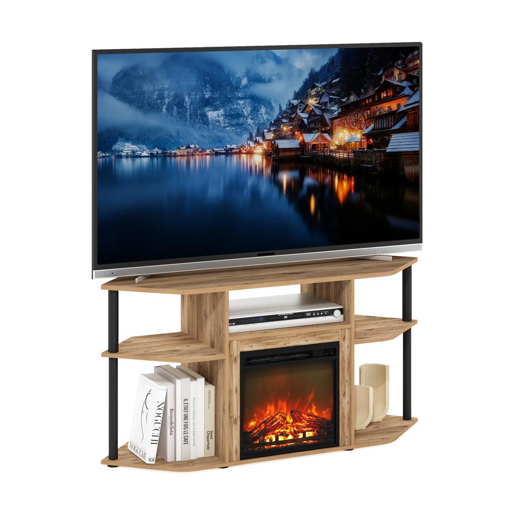 Open Storage Corner Fireplace TV Entertainment Center for TV up to 55 Inch