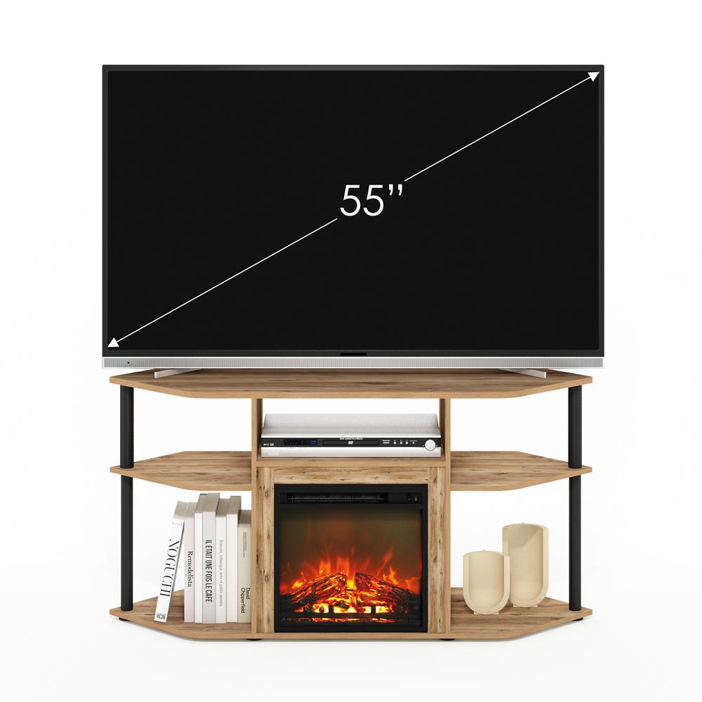Open Storage Corner Fireplace TV Entertainment Center for TV up to 55 Inch