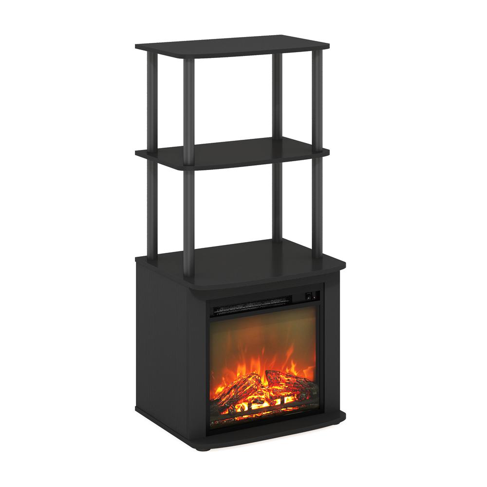 TV Entertainment Side Table Display Rack with Fireplace Insert