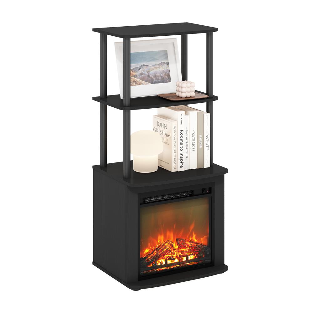 TV Entertainment Side Table Display Rack with Fireplace Insert