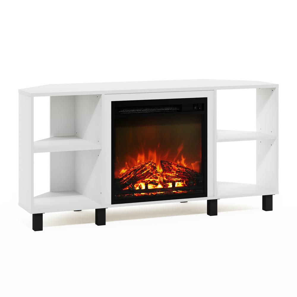 Jensen Corner Fireplace TV Stand with 4 Open Compartments