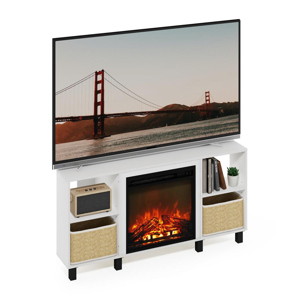 Jensen Corner Fireplace TV Stand with 4 Open Compartments
