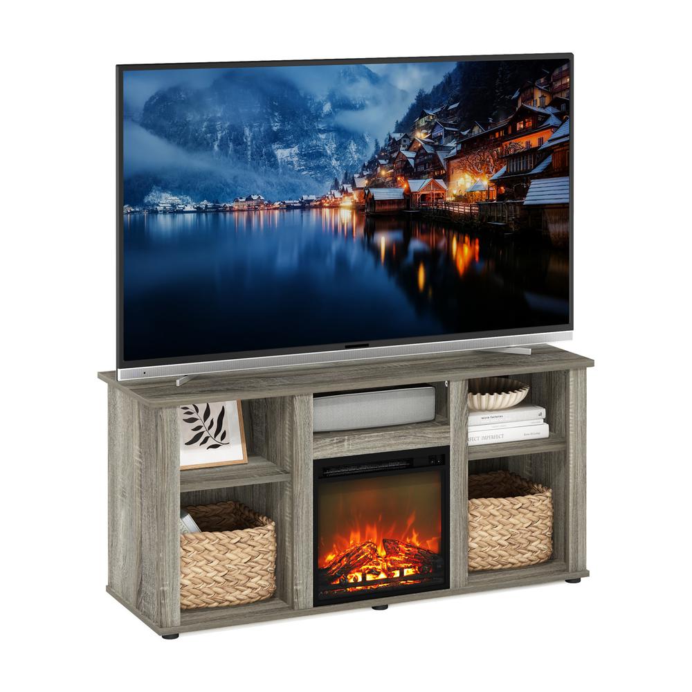 Fireplace TV Entertainment Center with Open Storage Compartment for TV up to 55″