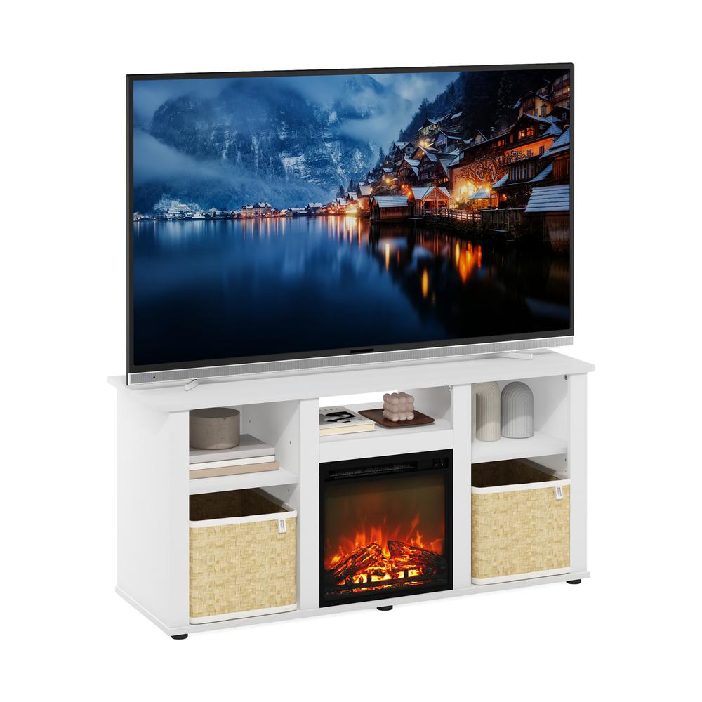Fireplace TV Entertainment Center with Open Storage Compartment for TV up to 55″