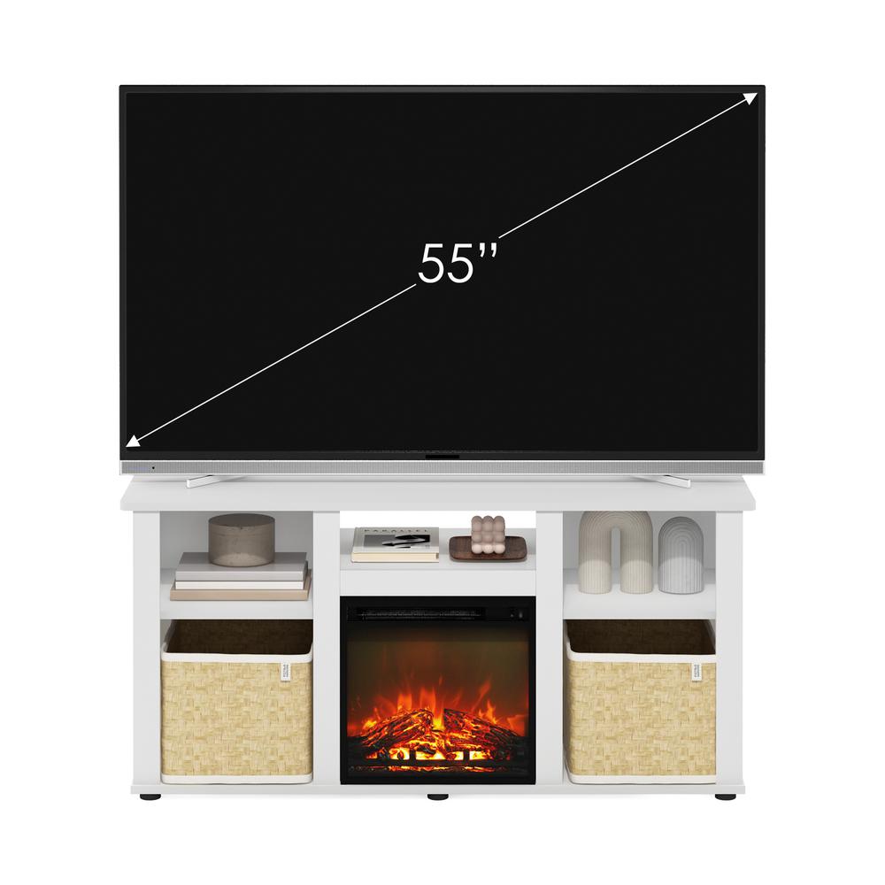 Fireplace TV Entertainment Center with Open Storage Compartment for TV up to 55″