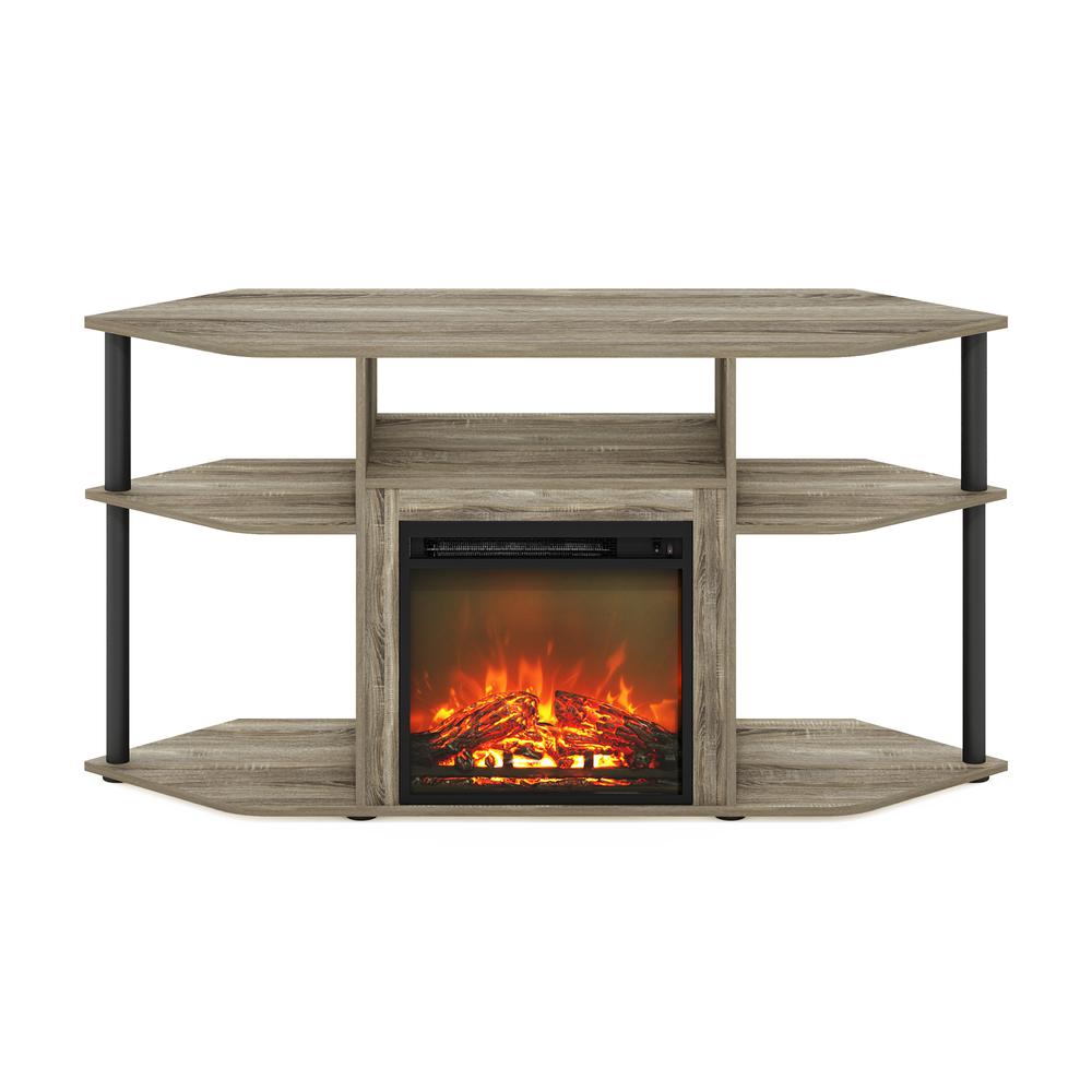 Open Storage Corner Fireplace TV Entertainment Center for TV up to 55 Inch