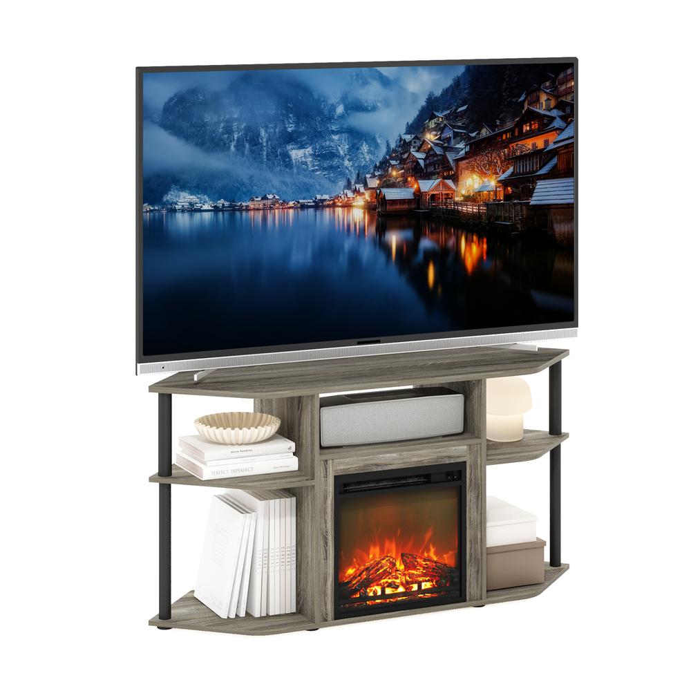 Open Storage Corner Fireplace TV Entertainment Center for TV up to 55 Inch