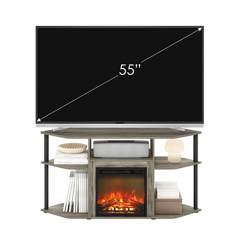 Open Storage Corner Fireplace TV Entertainment Center for TV up to 55 Inch