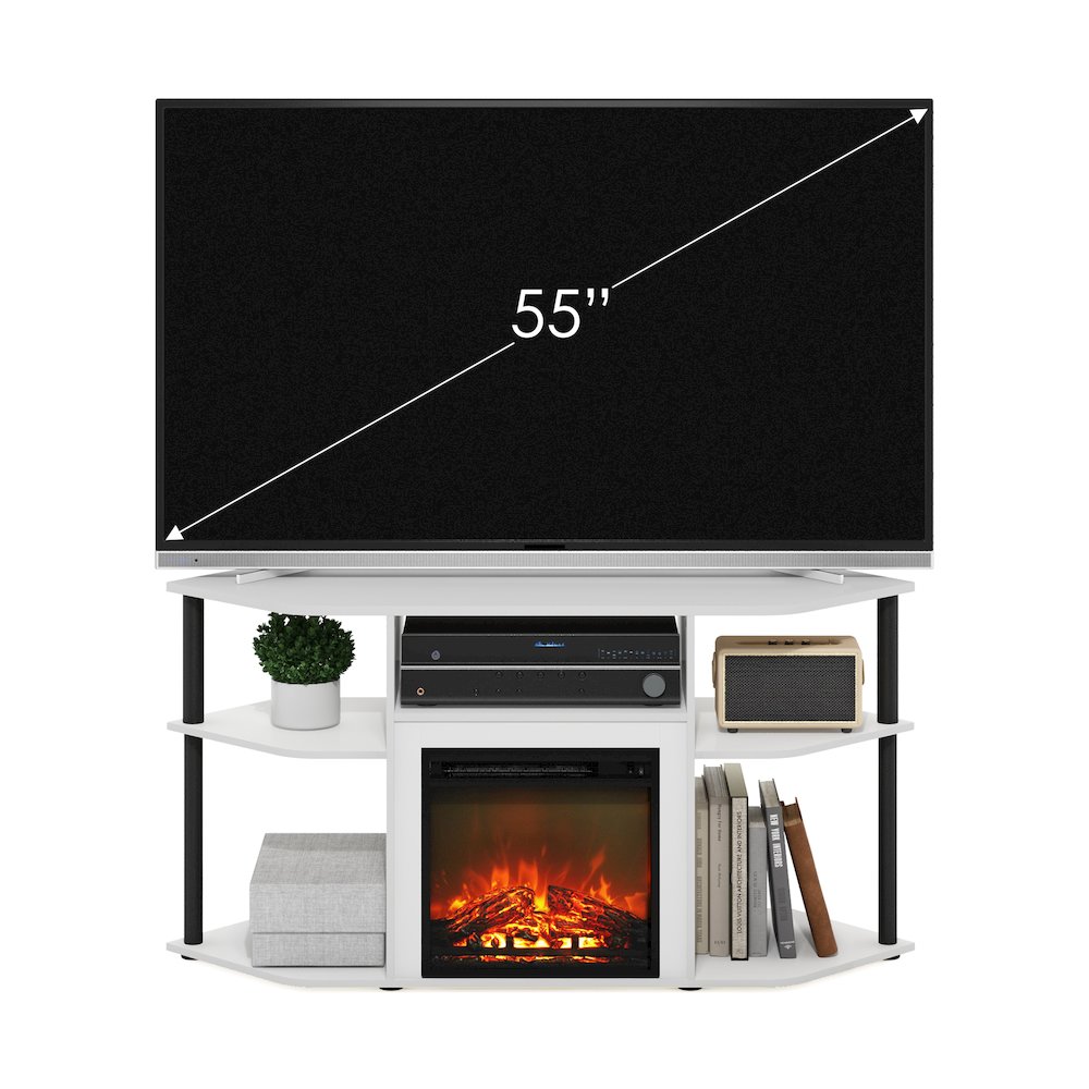 Open Storage Corner Fireplace TV Entertainment Center for TV up to 55 Inch