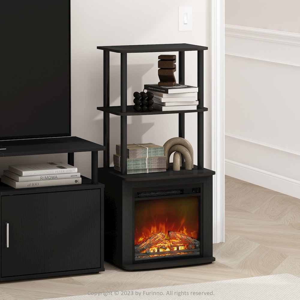 2-Tier Tall Side Table Display Rack with No Heat Decorative Electric Fireplace