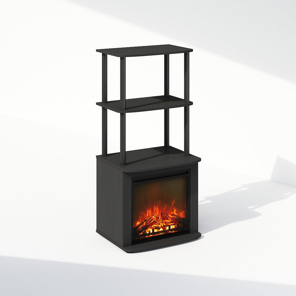2-Tier Tall Side Table Display Rack with No Heat Decorative Electric Fireplace