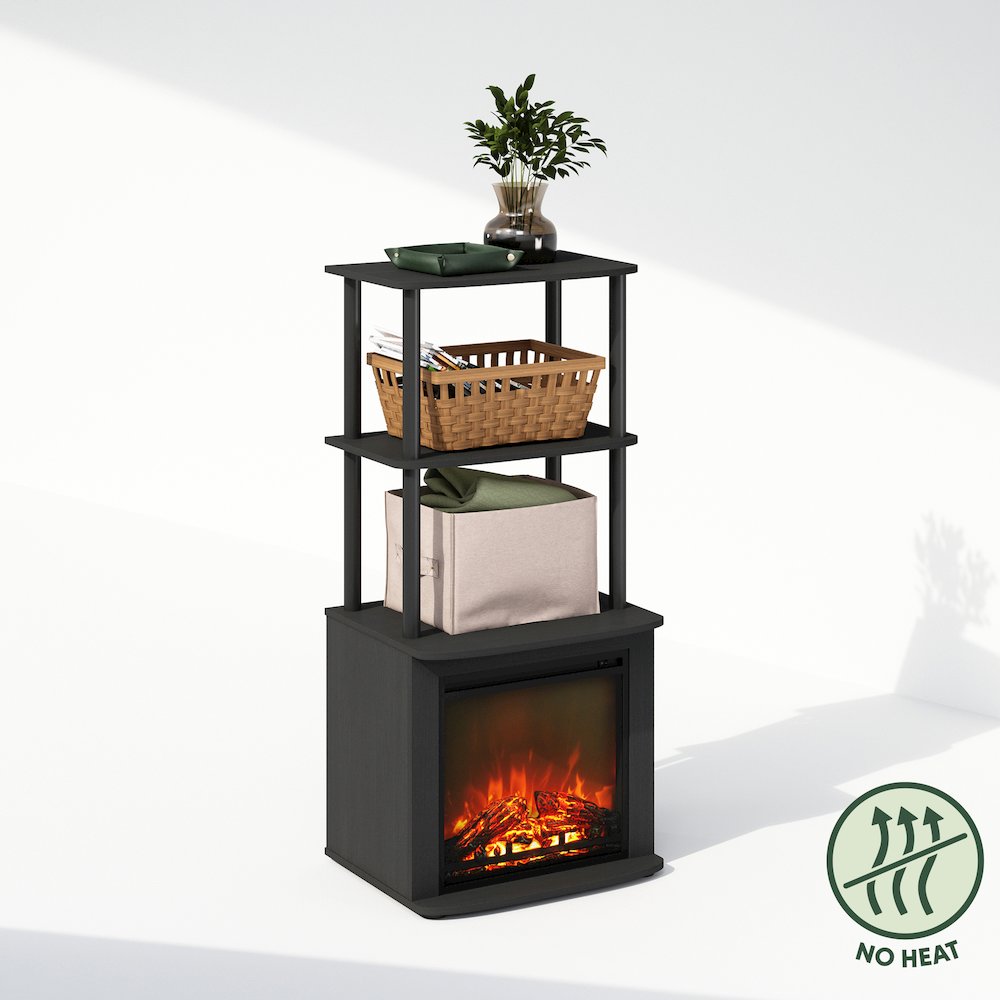 2-Tier Tall Side Table Display Rack with No Heat Decorative Electric Fireplace