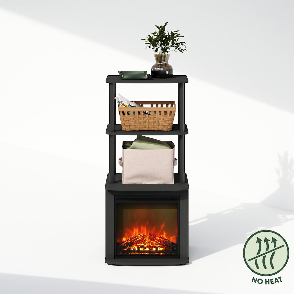 2-Tier Tall Side Table Display Rack with No Heat Decorative Electric Fireplace