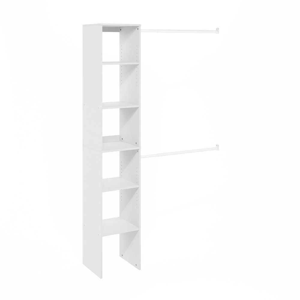 Fano Clothing & Closet Storage Organizer Shelf Tower with 2 Hanging Bars