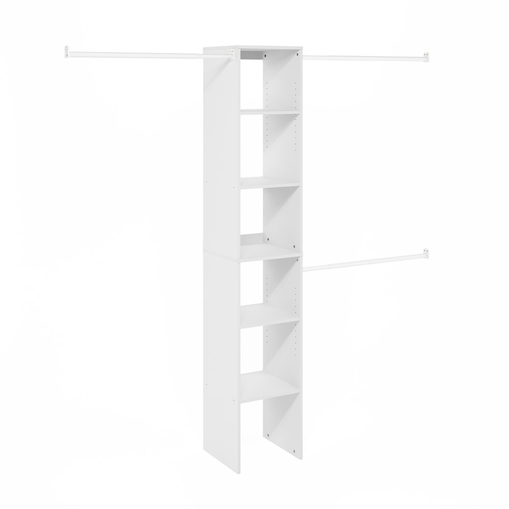Fano Clothing & Closet Storage Organizer Shelf Tower with 3 Hanging Bars