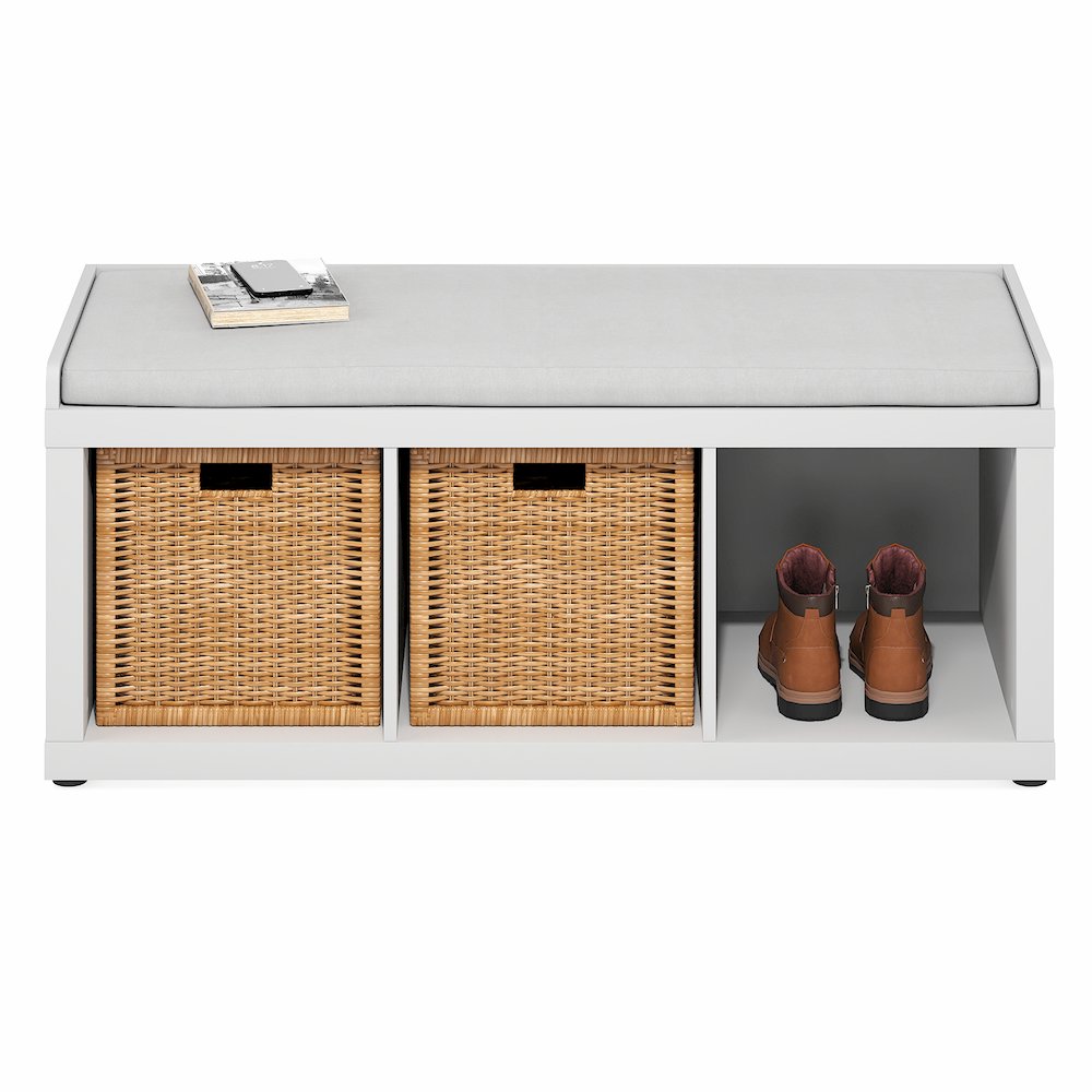 Cubicle 3-Cube Storage Bench with Comfy Cushion for Entryway