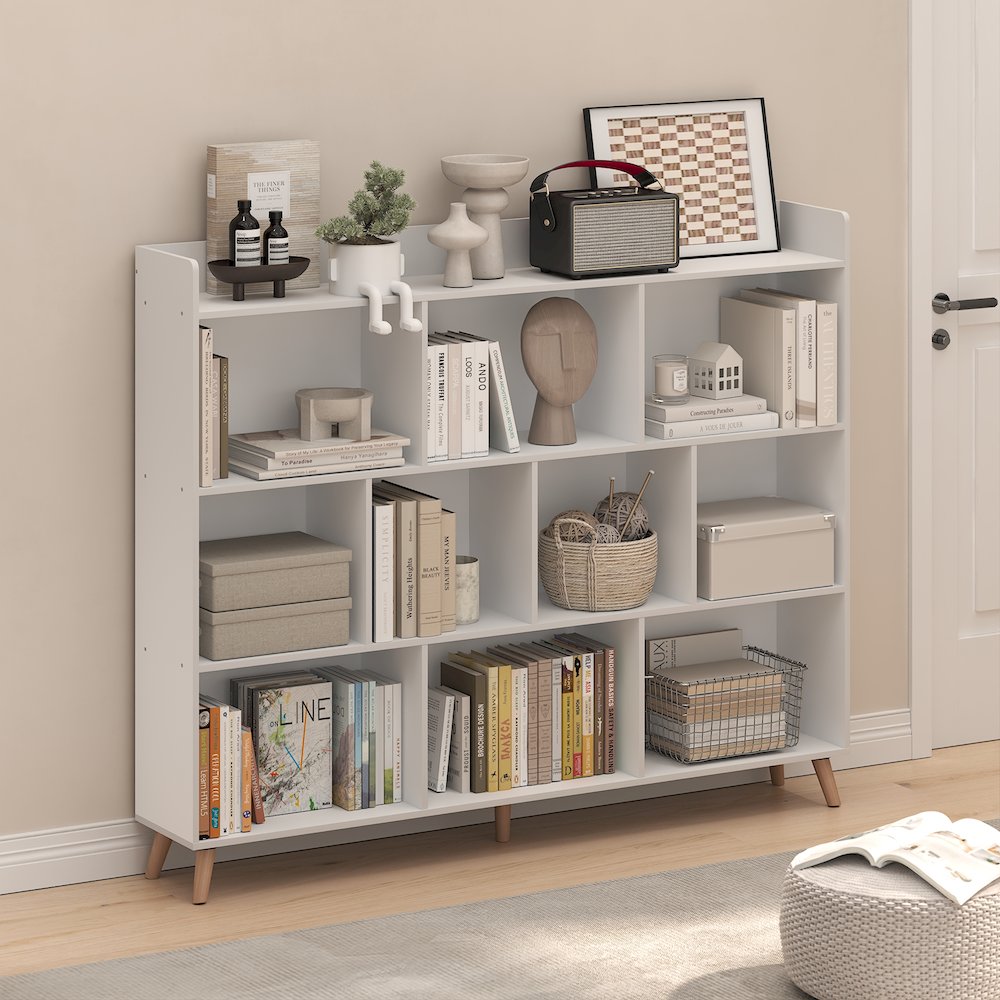 10-Cube Mid Century Style Bookshelf