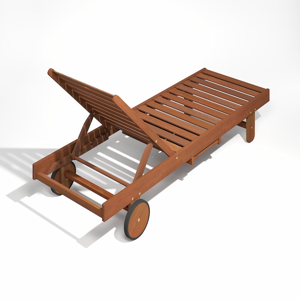 76″ Long Sun Outdoor Lounge Chair with Pull-out Tray and Wheels