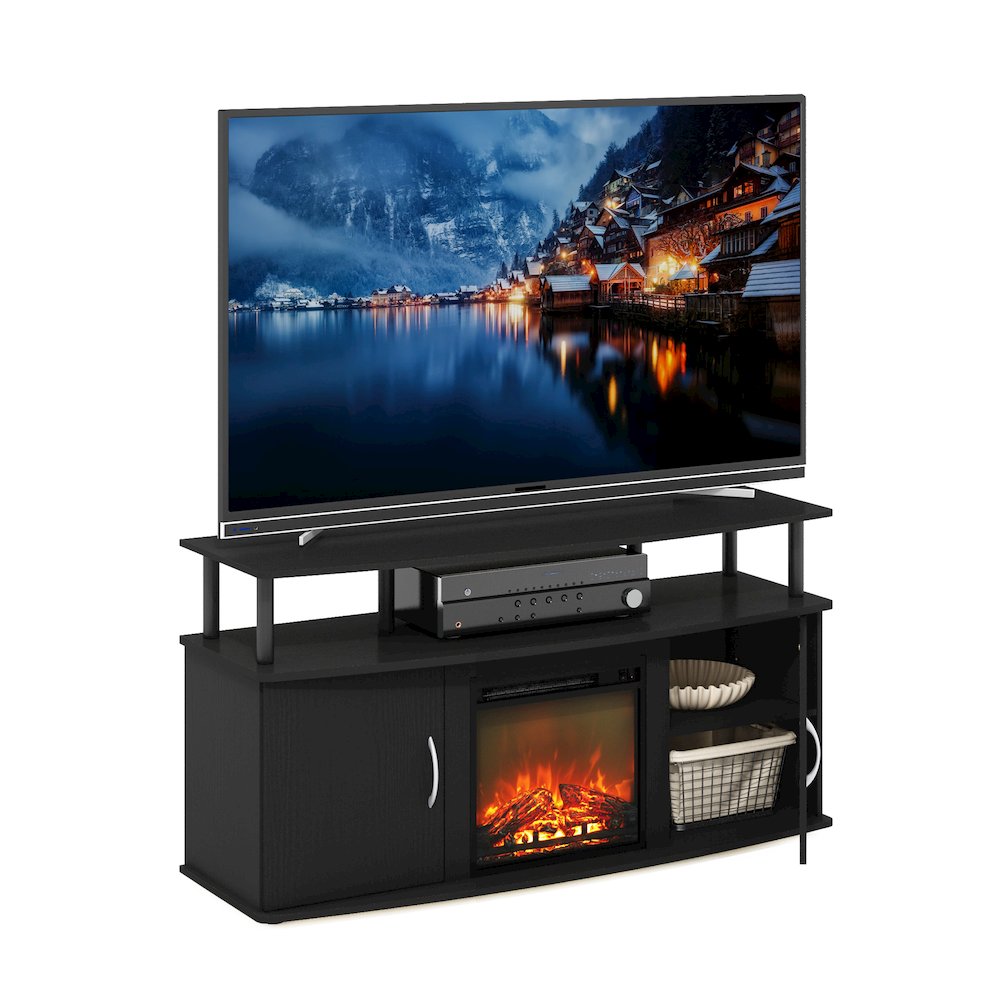 TV Console for TV up to 55 Inch with Fireplace and Open Shelf