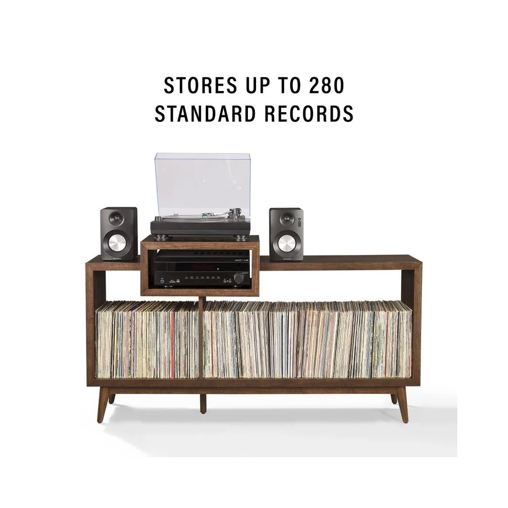 Nashville Large Record Player Stand With Vinyl Storage Brown