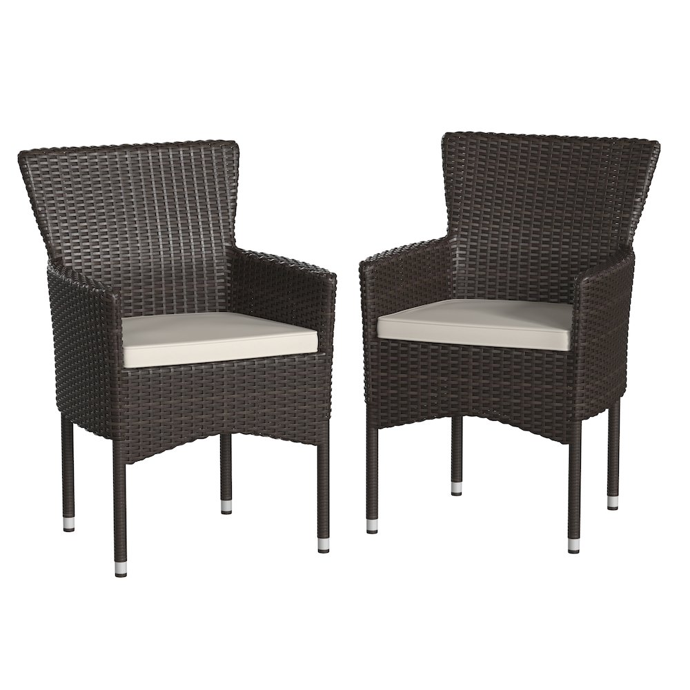 Maxim Modern Espresso Wicker Patio Armchairs for Deck or Backyard