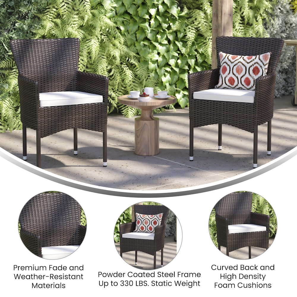 Maxim Modern Espresso Wicker Patio Armchairs for Deck or Backyard